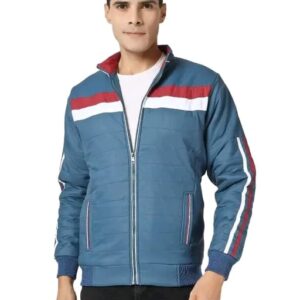 Home Men’s Solid Nylon Quilted Winter Jacket front view